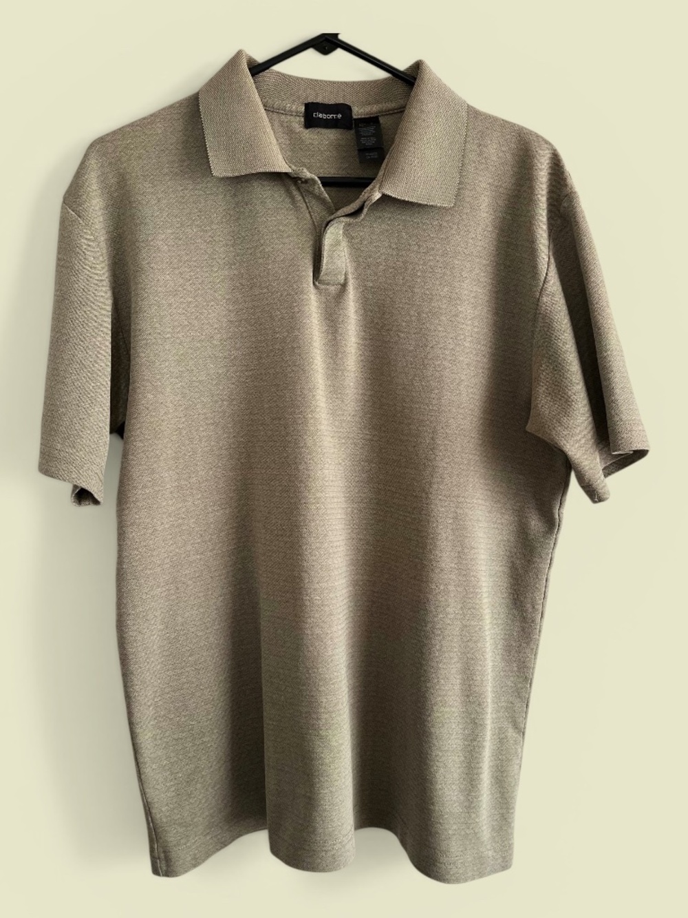 Claiborne MENS Olive Green Pima Blend Polo Shirt Sz L